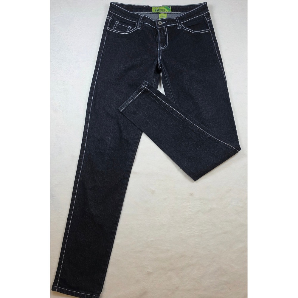 L2 Jeanswear Womens Size 9 Dark Wash Rhinestone Star Back Pocket Jeans Y2K Style